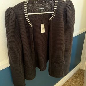 Express Black Knit Jacket with Pearl Accents